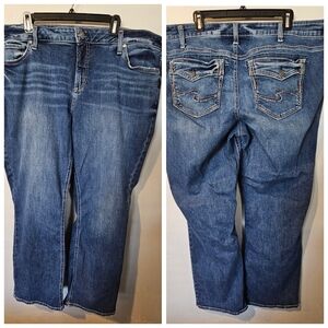 Silver Jeans Women's 22 Plus Size Elyse Slim Boot Cut Blue Denim Medium Wash